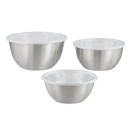 Mainstays 6-Piece Brushed Stainless Steel Mixing and Storage Bowl Set with Lids