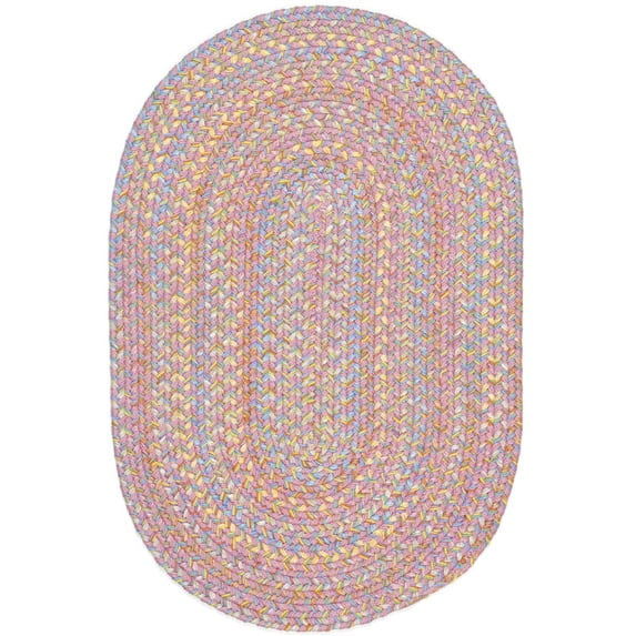 Pink Rug Braided Design 10-Foot by 13-Foot Oval Soft Kids/Nursery Carpet