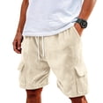 thumbnail image 2 of Men's Corduroy Shorts Casual Elastic Waist Drawstring Lightweight Summer Beach Shorts, 2 of 7