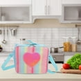 thumbnail image 3 of Unique Bargains 1 Pc Portable Heart Pattern Lunch Bag Blue, 3 of 5