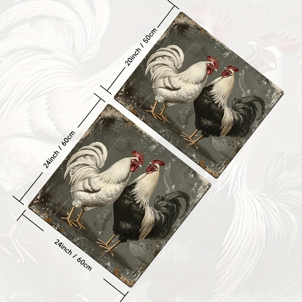 Dish Drying Pad, Rustic Farmhouse Style Rooster Pattern Washing Machine Dust Cover Pad, Washstand Drain Mat, Soft Faucet Absorbent Mat, Washstand Cup Mat, Kitchen Accessories, Bathroom Accessories