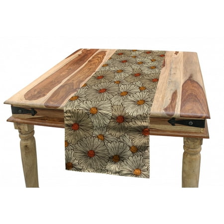 

Vintage Table Runner Sketch Art Style Gerbera Daisies Abstract Flowers Autumn Garden Flourish Dining Room Kitchen Rectangular Runner 3 Sizes by Ambesonne