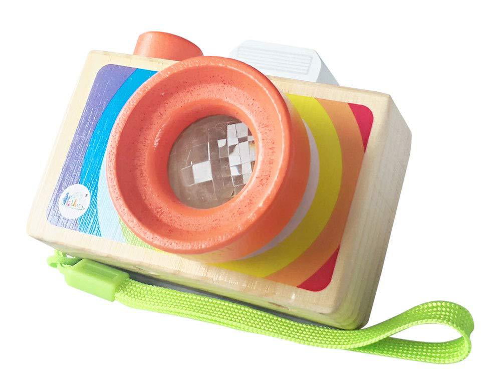 Millya Kids Wooden Magical Camera Toy with Multi-Prisms Kaleidoscope Pictures Lens Early Learning Toy