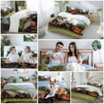 thumbnail image 5 of Retro Bedding Duvet Cover Set Full Size 4 Pieces Train Motor Vehicle Building Sky Grass Country Scenery Bedding Set with Zipper Closure, 1 Comforter Cover 86x86 Inches 1 Flat Sheet & 2 Pillow Cases, 5 of 7