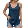 thumbnail image 2 of Povozer Eyelet Tank Tops Women Basic Spaghetti Strap Cropped Sleeveless Tank Tops(Dark Blue,L), 2 of 6