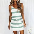 thumbnail image 2 of TAIAOJING Women's Summer Casual Sleeveless V Neck Dress Striped Print Tank Mini Beach Dress with Pockets, 2 of 4