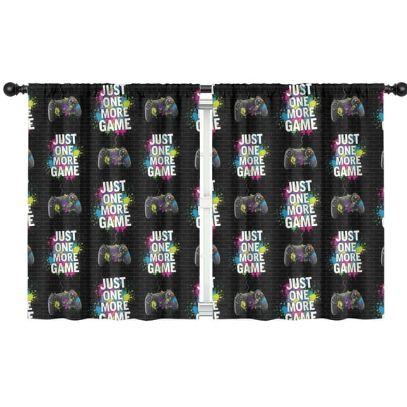 Blackout Kids Curtains,Colorful Text Games Black Pattern Childrens Insulated Curtains Set Of 2,Bedroom Essentials,Toddler Room Decor 42"x54"