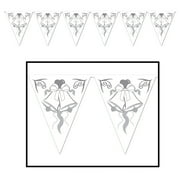 Party Central Club Pack of 12 Silver and White Wedding Bell Party Pennant Banner Decors 12'