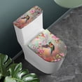 thumbnail image 2 of HELLHERO Hummingbird and Cherry Blossom Fits All Toilet Shapes Soft Toilet Seat Cover, Polyester Fabric, Stretchy Fabric Toilet Covers Set, Stretch, Stays in Place, 2 of 7