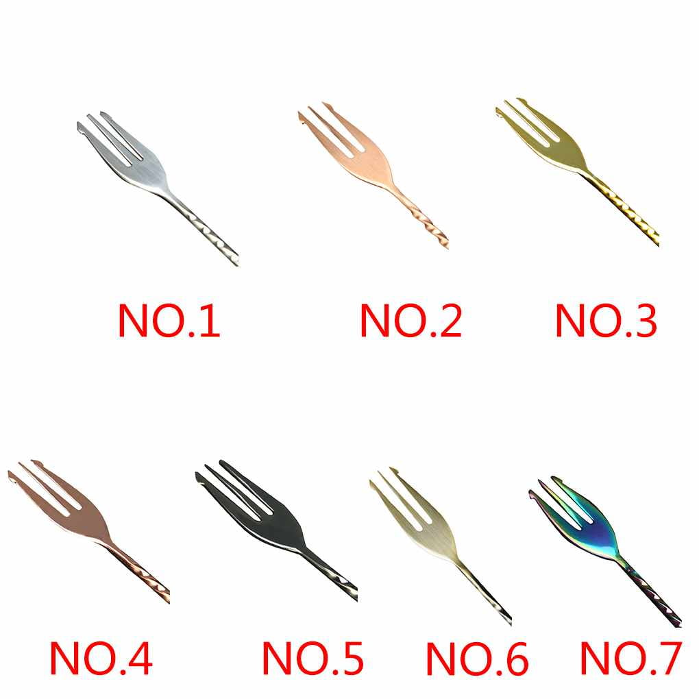 omkuwlQ Stainless Steel Bar Double-Headed Cocktail Twisted Mixing Stirring Spoon Fork Spiral Pattern Long Swizzle Stick