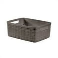 Curver Jute Basket Small, Resin Plastic Storage Bin, Warm Grey, 4 Pack