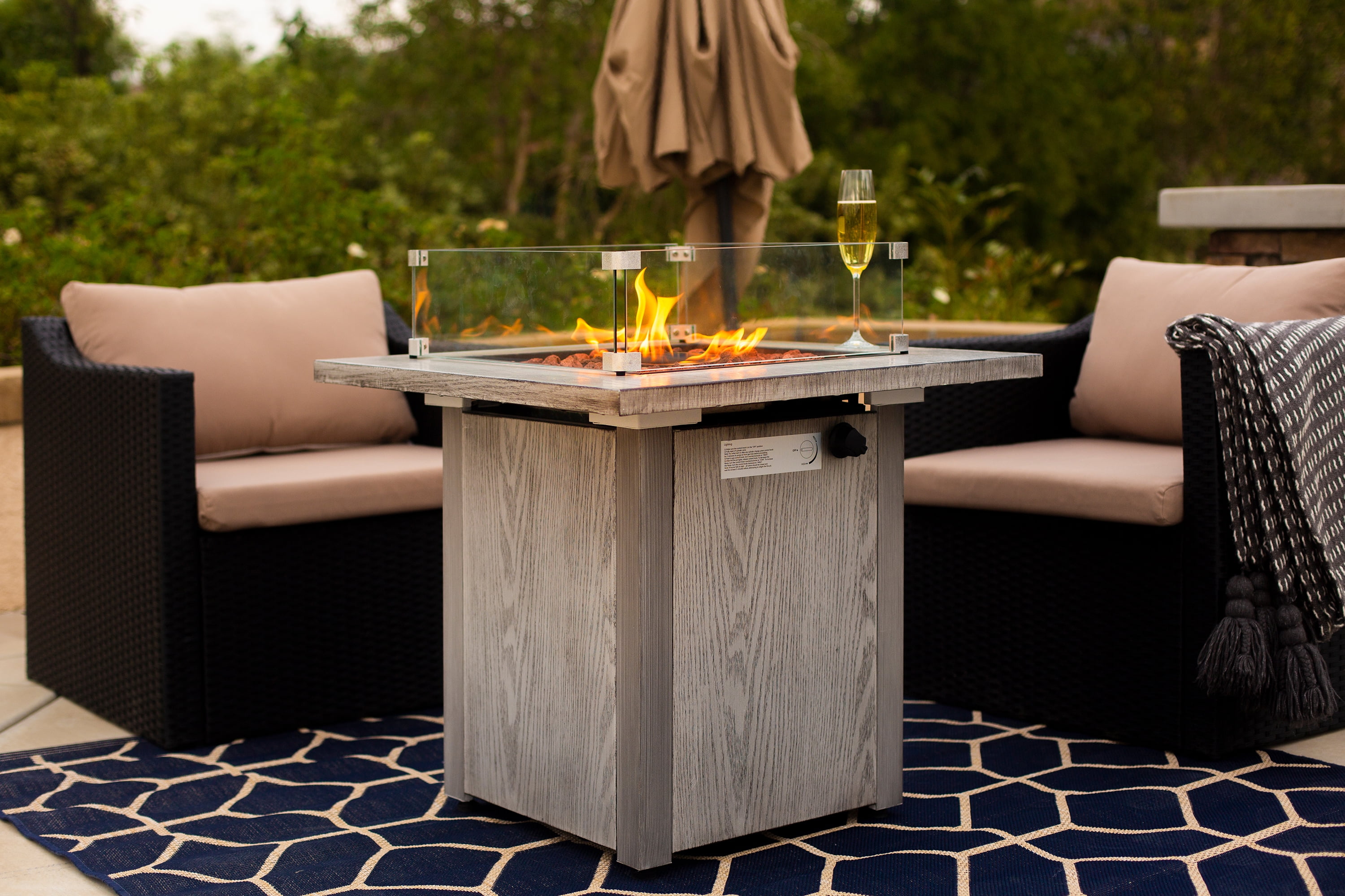 Barton 48,000 BTU Outdoor Propane Gas Fire Pit Table Gas Firepit with