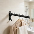 thumbnail image 7 of VMWMSSR Wall Mount Clothes Hanger, Rustproof Black Stainless Steel Garment Hanger, 6-Peg Drying Stand For Bathroom, Balcony And Laundry Room(Black-33.5cm), 7 of 7