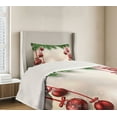 thumbnail image 3 of Ambesonne Christmas Quilted Bedspread Set 2 Pcs, Red Balls Ribbons, Twin Size, Green and Red, 3 of 5