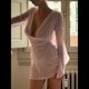 thumbnail image 3 of Vestido Mini de Transparente de Dos Piezas con Escote en V, Larga y Espalda Descubierta, Fruncido y Ajustado para Mujer. Rosa L, 3 of 7