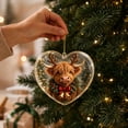 thumbnail image 7 of Tyidzon Highland Cow Christmas Ornament, Heart Shape Flat Acrylic Print with Hanging Cord for Highland Cow Lovers and Tree Decoration, 3.15 in, 7 of 7