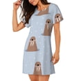 thumbnail image 2 of Vsdgher Motif Morse Espiègle Chemise de Nuit à Manches Courtes Col Rond Mignonne Robe de Nuit Confortable, 2 of 6