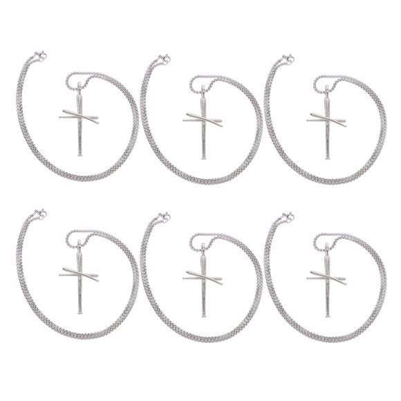 TABLZONE 6Pcs Men's Cross Choker Necklace Stainless Steel Urban Streetwear Jewelry