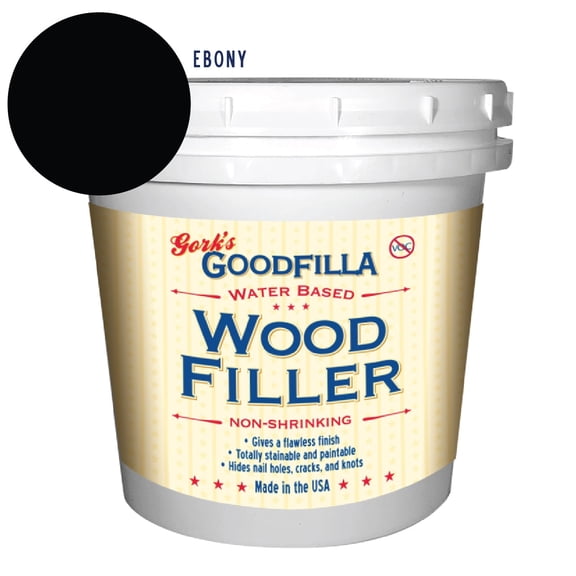 GoodFilla Water-Based Wood and Grain Filler, Ebony, Quart