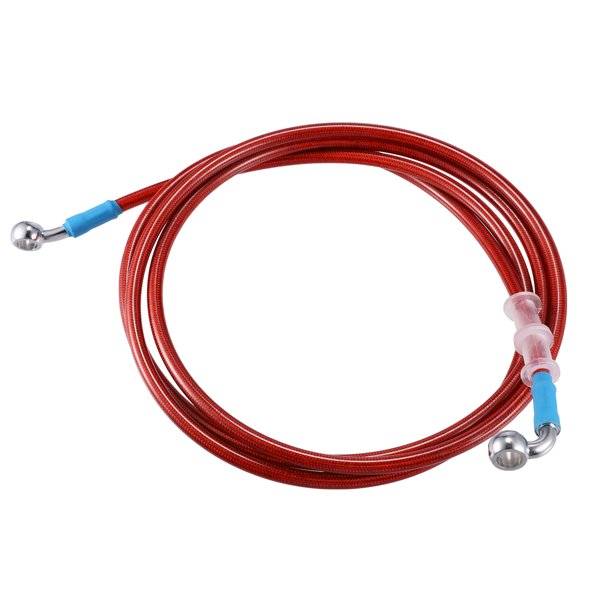 AN3 M10 Coche Hidráulico Freno Línea Aceite Manguera Tubería Accesorio 28° 90° rojo 220cm Unique Bargains cables de freno para deportes motorizados