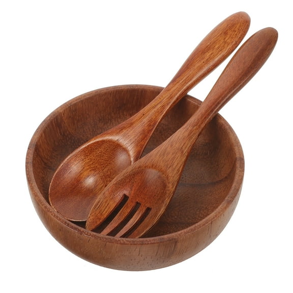 FOMIYES 1 Set Wood Salad Bowl With Spoon And Fork Wood Food Bowl Food Container For Home