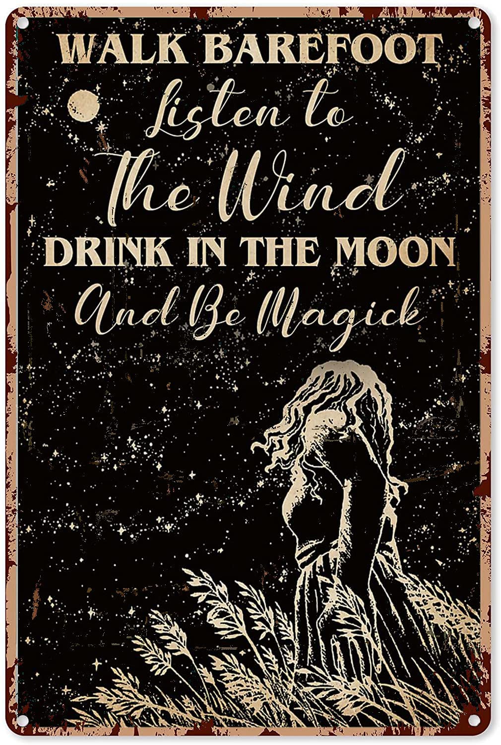 Cartello In Metallo Vintage HOUVSSEN – Strega E Luna Magica, Decorazione Da Parete 20x30 Cm