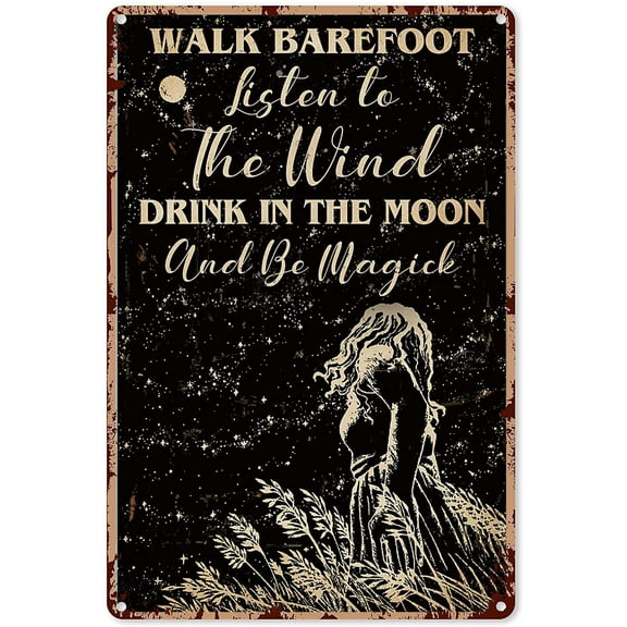 Witchy Wall Prints Be Magick Witch Tin Sign Decoration Vintage Chic Metal Poster Wall Decor Art Gift for Home Bar Cafe Garage Outdoor Man Cave 12x8 inch