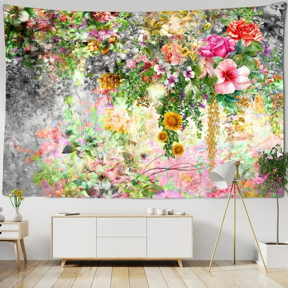 Flowers Leaves Tapestry Wall Hanging Aesthetic Room Home ration Art Printed large Tapestry