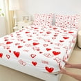 thumbnail image 3 of Manfei Graffiti Hearts Loves Twin Sheet Sets,Valentine Gift Twin Fitted Sheet,Red White Flat Sheet For Girls Kids,Luxury Bedroom Decor,3pcs, 3 of 7