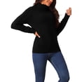 thumbnail image 4 of Suéter casual de manga larga de cuello alto INSPIRE CHIC para mujer, suéter grueso y cálido, parte superior L negra, 4 of 5
