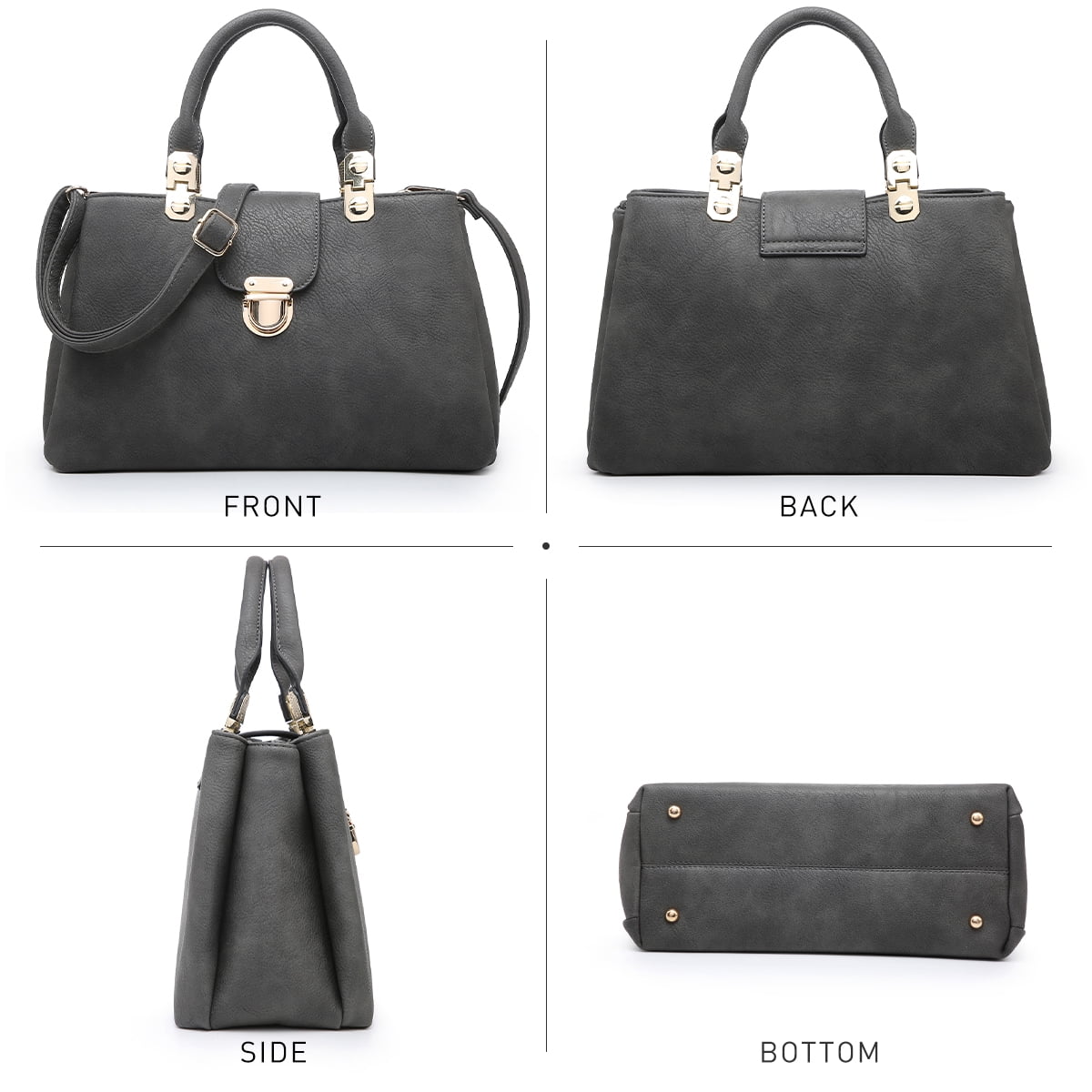 Dasein Women Satchel Handbags Top Handle Purse Medium Tote Bag Vegan Leather Shoulder Bag