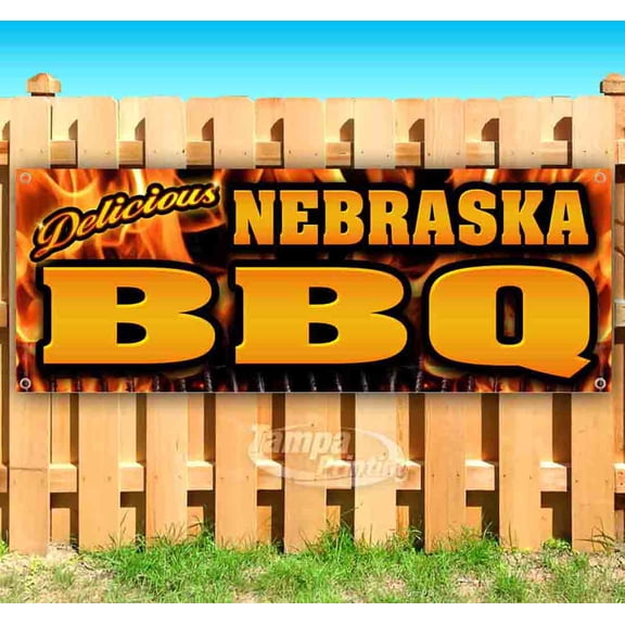Nebraska BBQ 13 oz Vinyl Banner With Metal Grommets