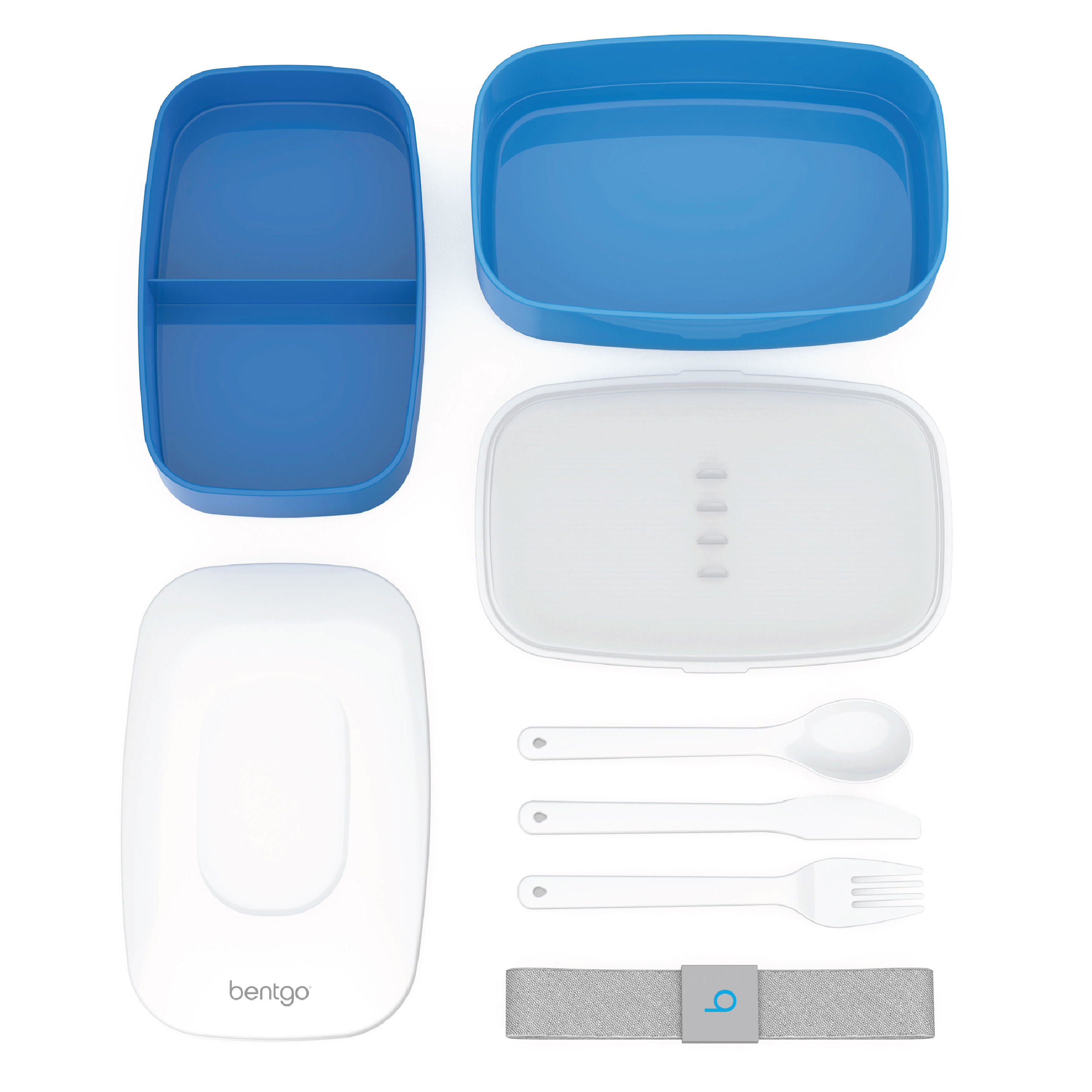 Bentgo Classic (Blue) - All-in-One Stackable Lunch Box Solution - Sleek and Modern Bento Box Design Includes 2 Stackable Containers, Built-in Plastic Silverware, and Sealing Strap - image 2 of 5