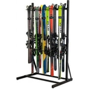 Teal Triangle Freestanding Ski Storage Rack for Garage, 10 Ski and Pole Organizer Floor Stand, Heavy Duty, Fully Adjustable for All-Mountain, Wide, Powder, and Backcountry Skis Black