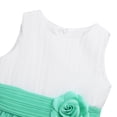 thumbnail image 5 of vastwit Kids Flower Girls Dress Elegant Pleated A-line Dress Princess First Communion Birthday Party White&Turquoise 8, 5 of 7