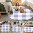 thumbnail image 5 of Purple Plaid Round Area Rug 3.3 FT, Non Slip Small Entryway Kitchen Mat, Spring Summer Farmhouse Buffalo Checkered Washable Soft Circular Rug Non-Shedding Door Mat for Bathroom Playroom Kids Room, 5 of 9