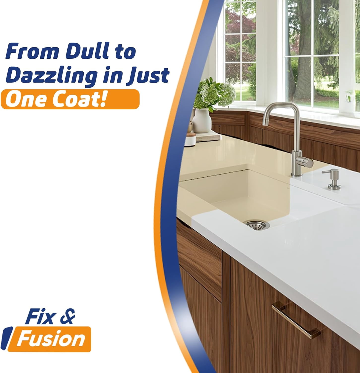 Fix & Fusion Bathtub & Tile Spray Paint, Multi-Surface Coating for Bathroom & Kitchen, High Adhesion, Water-Resistant, for Porcelain, Ceramic, Fiberglass, Countertops & More, White 13.5 oz (4 Pack)