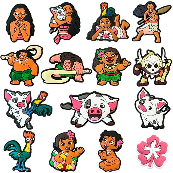 15 PCS Moana Cute Cartoon PVC Shoe Charms for Decoration Unisex