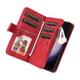 thumbnail image 6 of Dteck Wallet Case for Samsung Galaxy S25 Ultra, Vintage Premium PU Leather Cover Flip Case with 9 Card Slots Magnetic Closure Zipper Pocket Kickstand Handbag with Hand Strap, Red, 6 of 7
