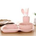thumbnail image 4 of 6PCS/Set Eco-friendly Wheat Straw Tableware Set Unbreakable Children Dinnerware Set Comes with Plate Bowl Cup Spoon Fork and Chopsticks (Red), 4 of 9