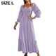 thumbnail image 2 of Vestido de manga larga para mujer, vestido largo con escote cuadrado y mangas con volantes para mujer, 2 of 6