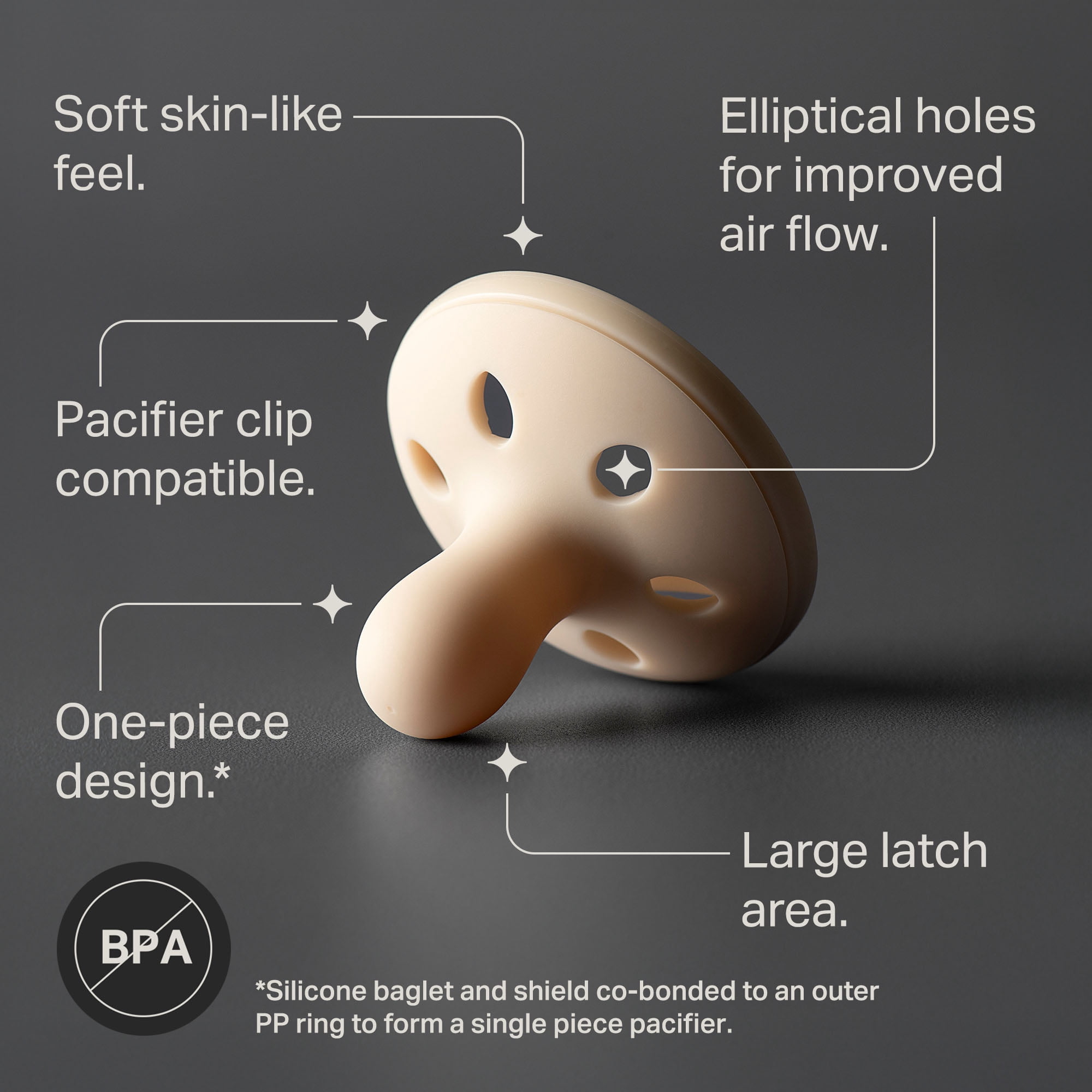 Tommee Tippee Breast-like Pacifier, 6-18m, 4 Count, Lightweight, One-piece Silicone Design