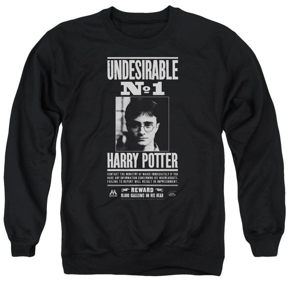 Trevco HP7000-AS-4 Harry Potter & Undesirable No.1 Adult Crewneck Sweatshirt, Black - Extra Large