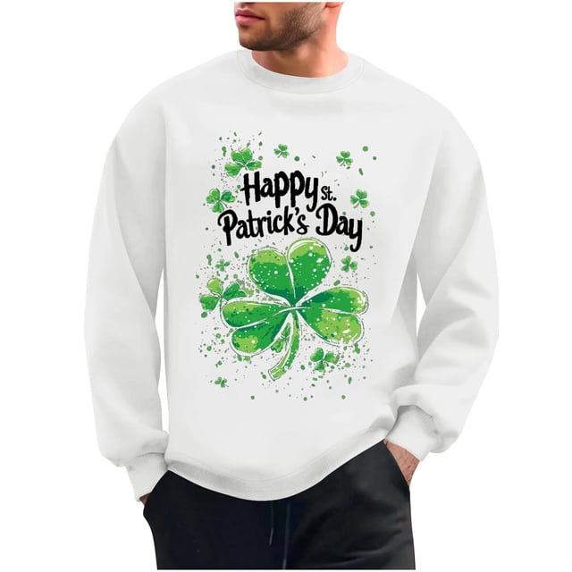 COM1950s Chandail à Manches Longues pour Hommes, Jour de la Saint-Patrick, Chandail Décontracté Imprimé Col Rond Manches Longues, Chandail Col Rond, Manches pour Hommes, Hauts Manches Longues