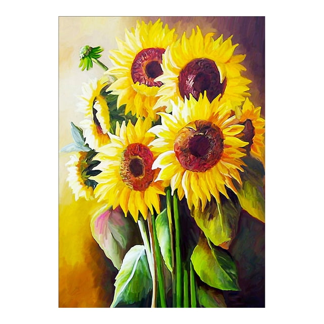 12*16 Inch Sunflower DIY 5D Diamond Painting Kit Full Drill Diamond Painting Flower Pattern Acrylic