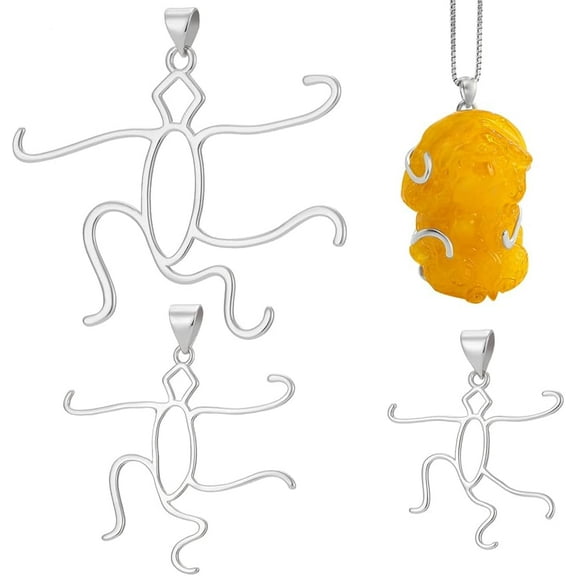 925 Sterling Silver 5 Claws Prong Pendant Setting Adjustable Hollow Pendant Blank Irregular Base Cabochon Setting Stone Necklace Holder Charms for DIY Jewelry Making Platinum