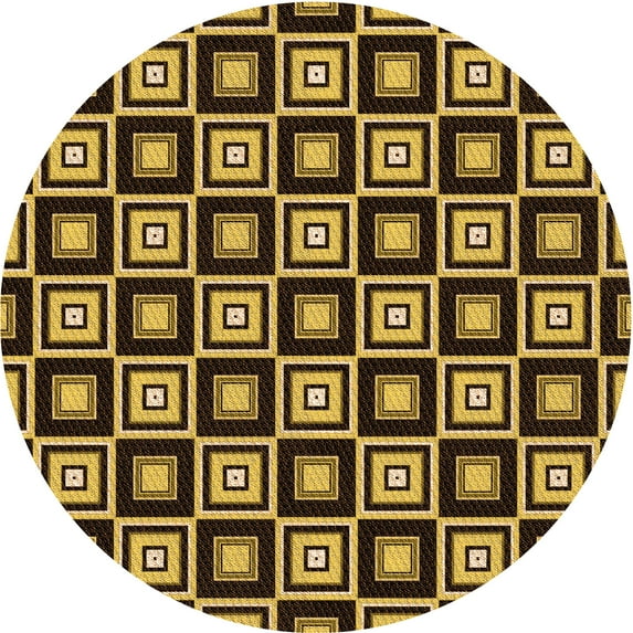 Ahgly Company Indoor Round Patterned Bee Yellow Area Rugs, 8' Round