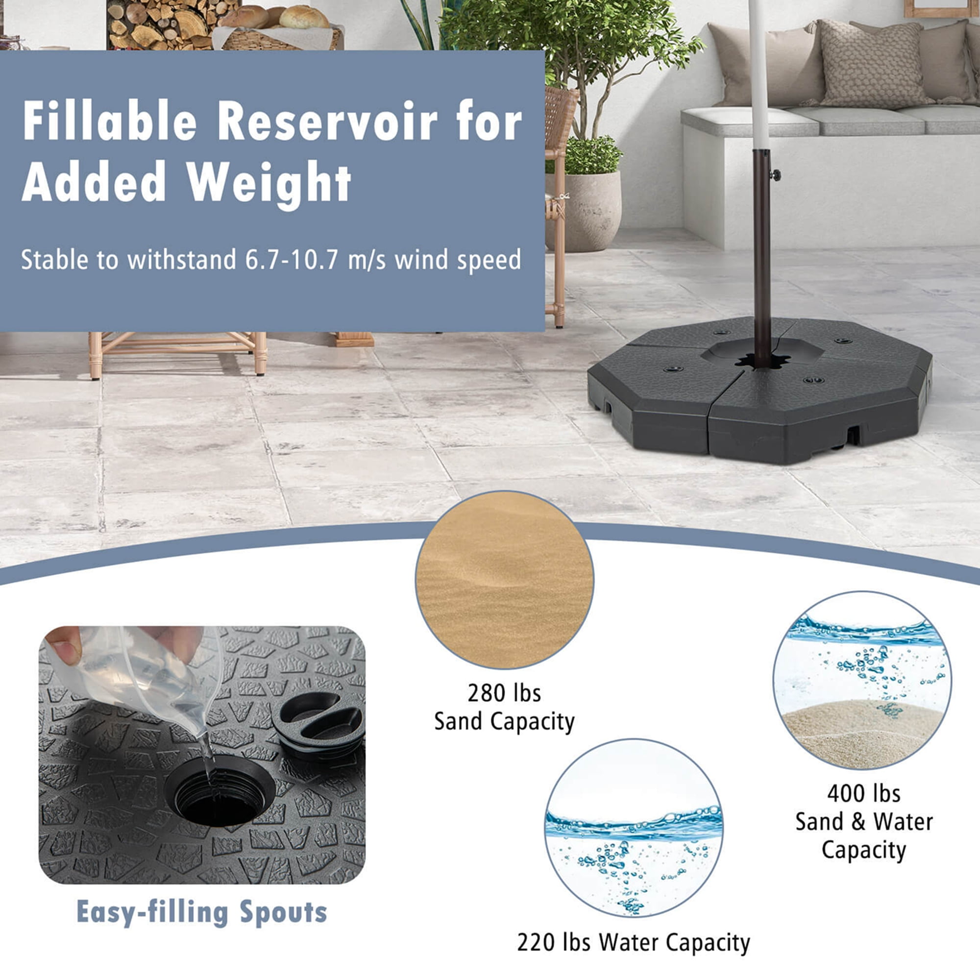 Costway 4PCS Patio Cantilever Offset Umbrella Weights Base Plate Set