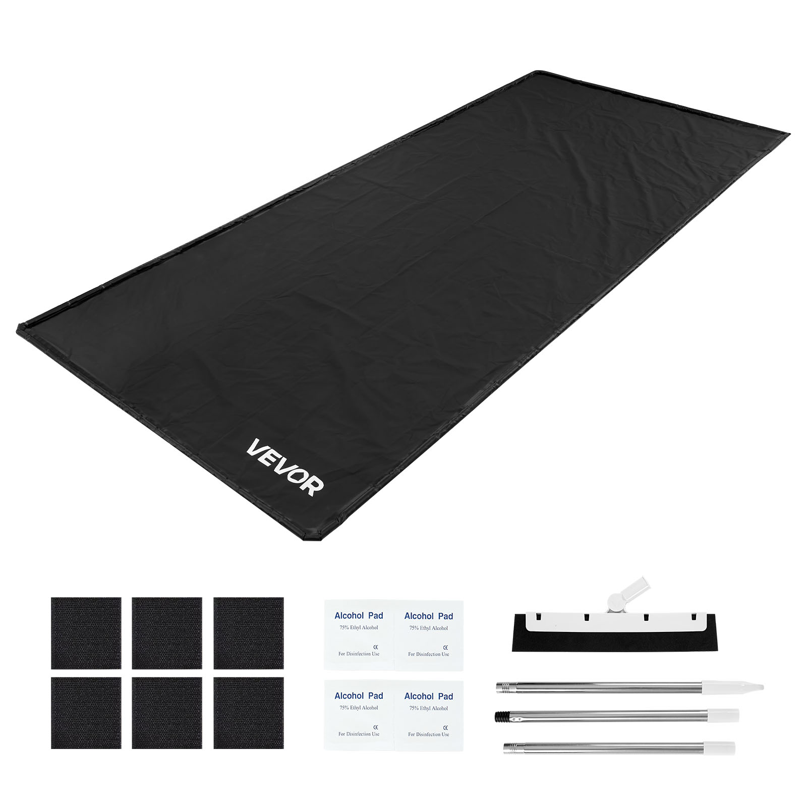 VEVOR Containment Mat, 7 ft 9 in x 18 ft, Non-Slip PVC Garage Floor Mat with a Cleaning Squeegee, Heavy Duty Durable Waterproof Containment Protection from Snow, Rain and Mud for Cars Parking, Black