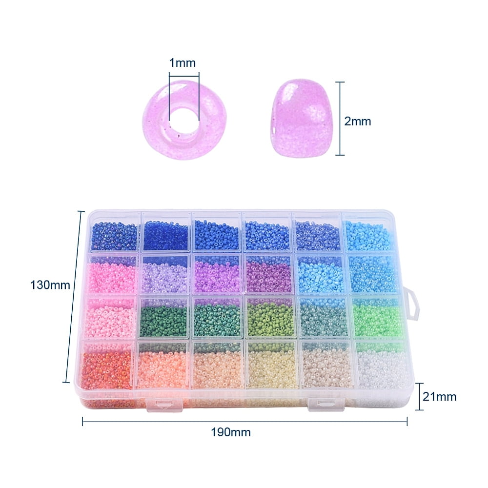 1Set DIY Stretch Jewelry Making Kits Including Glass Seed Beads Metal Findings Stainless Steel Scissors Elastic Crystal Thread Steel Beading Needles 2mm Hole: 1mm about 800pcs/12g